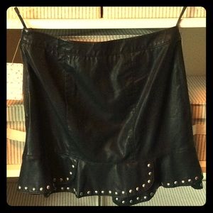 Free People Studded Moonflower Vegan Leather Mini Skirt Black Size 0